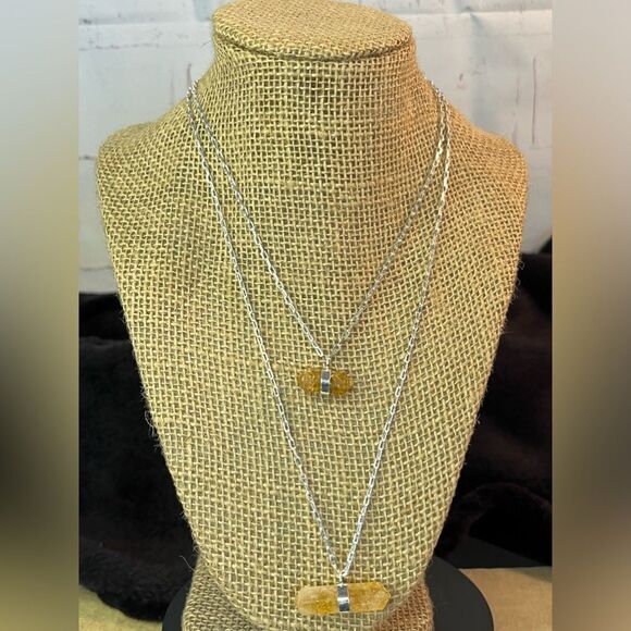 Brazilian Natural Citrine Double Layer Necklace 21-24” In Silvertone 38.50ctw - Picture 5 of 14